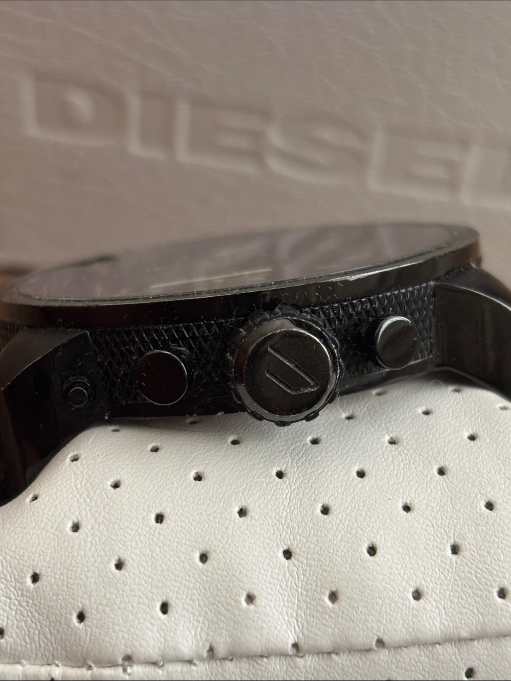 DIESEL BIG DADDY BLUE DIAL BLACK LEATHER STRAP WATCH DZ7127 - Picture 7 of 8